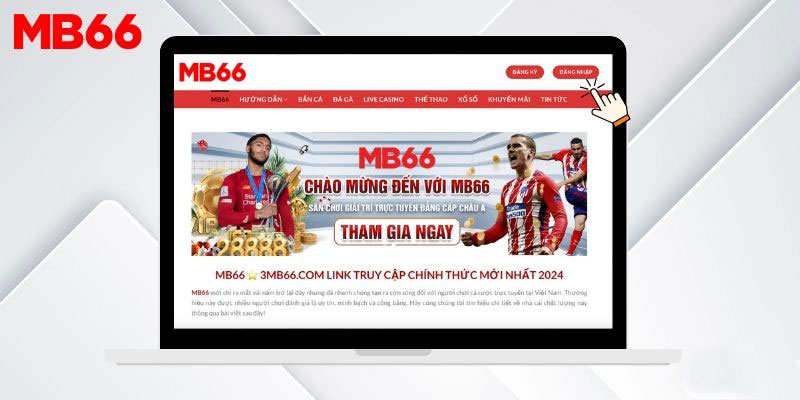Click vào nút đăng nhập tại góc phải giao diện MB66